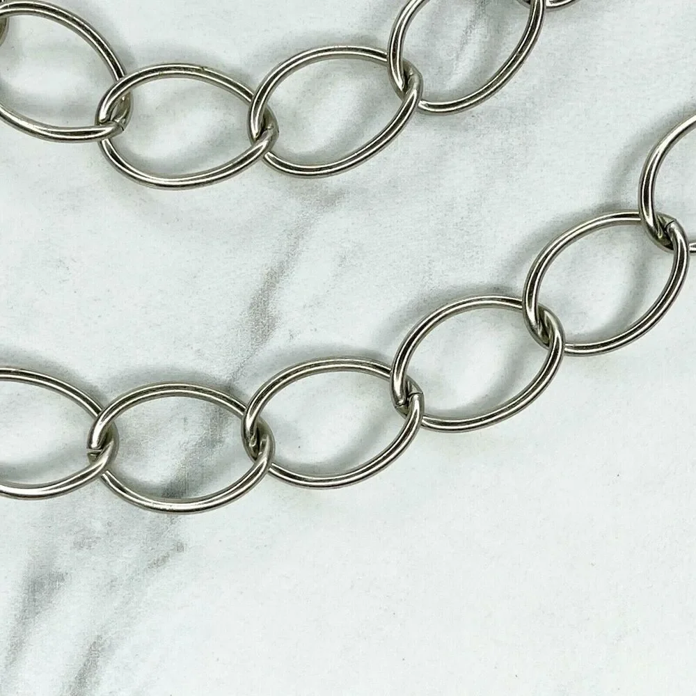 Silver Tone Simple Ball Charm Metal Chain Link Belt Extra Small/Small (XS/S) ✨